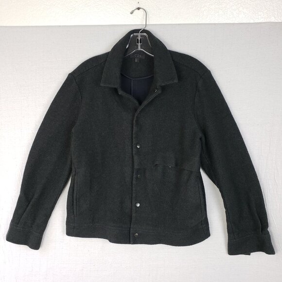 COS Boiled Wool Jacket Shacket Dark Gray/ Black Snap Buttons size S Minimalist - Picture 2 of 14